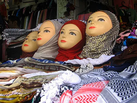 imagery of gentle headscarves that can also be means of torture in waterboarding - HEADSCARVES<br>by Roxana Cazan